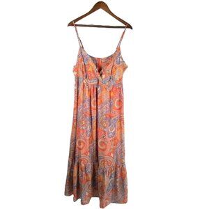 Molly Bracken Womens Isabelle Paisley Baby Doll Midi Dress Size XL Festival Boho